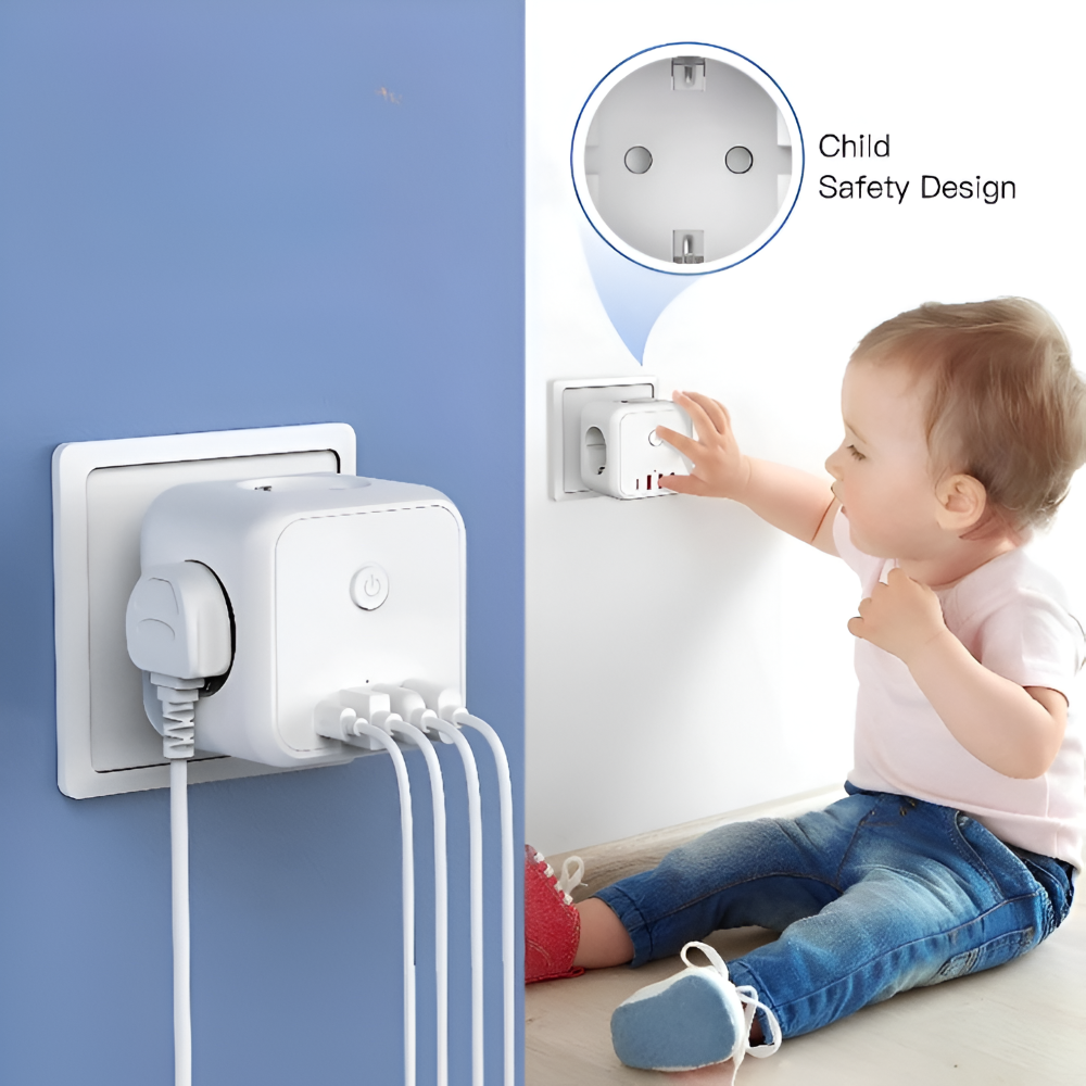 Multiprise en forme de cube | Prise multiple | Protection contre les surcharges avec interrupteur On/Off | PowerCube