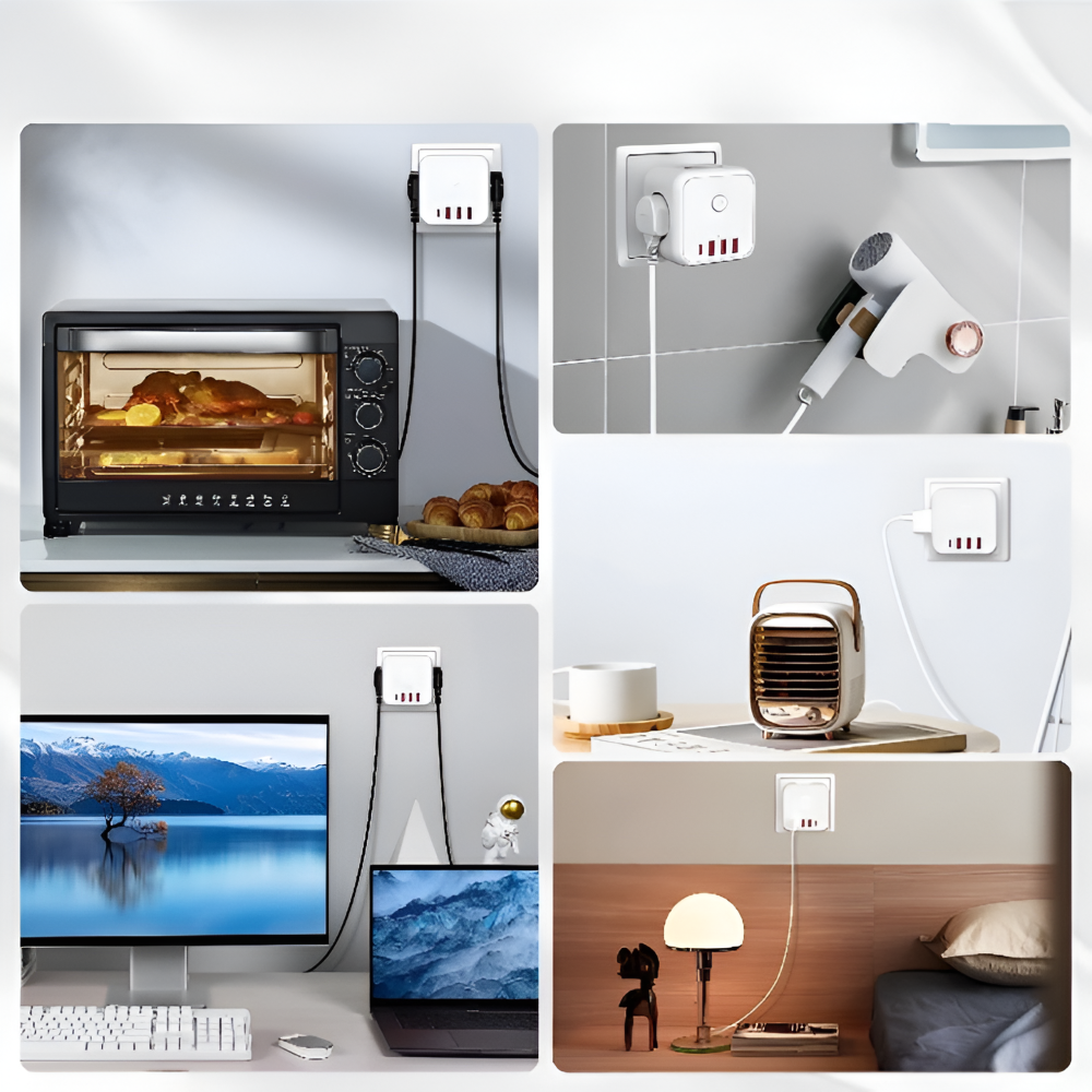 Multiprise en forme de cube | Prise multiple | Protection contre les surcharges avec interrupteur On/Off | PowerCube