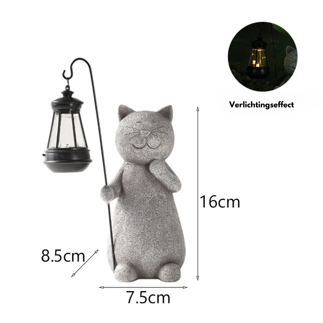 Chat Envoûtant avec Papillon - Lumière Ambiance pour votre Jardin