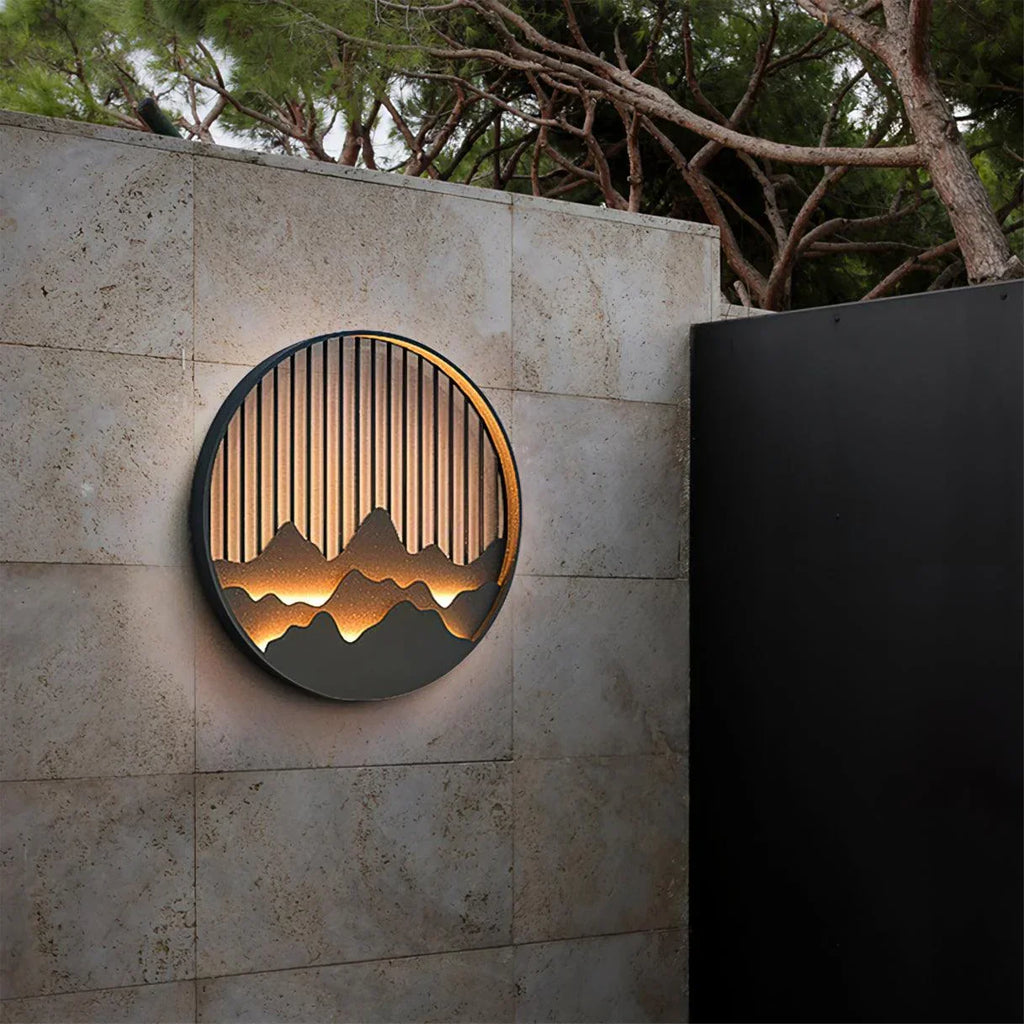 Lampe murale LED extérieure avec motif montagneux