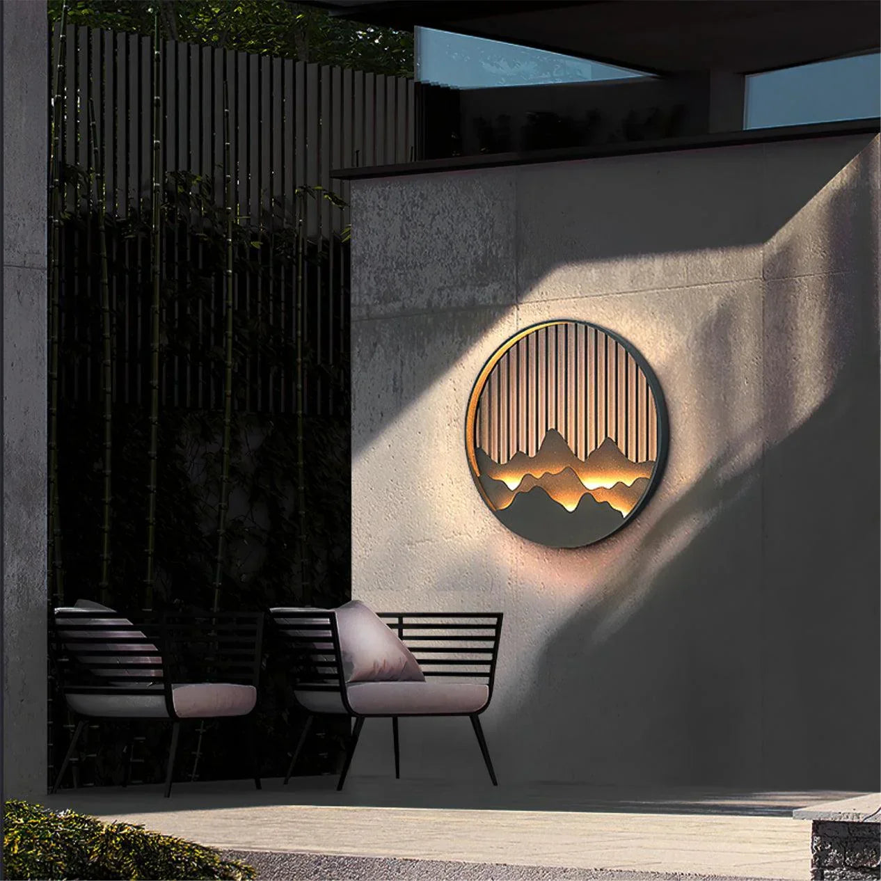 Lampe murale LED extérieure avec motif montagneux
