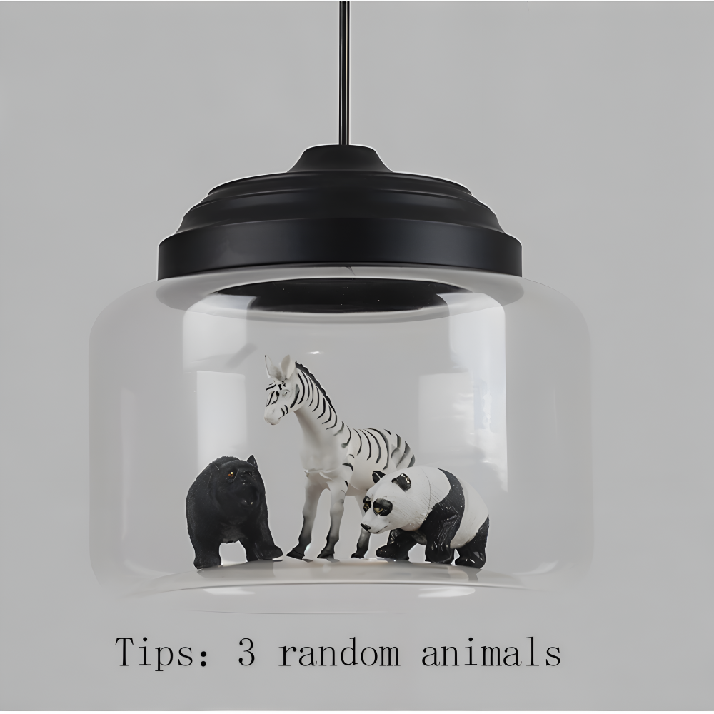 Lampe suspendue pour enfants en verre avec motifs d'animaux nordiques