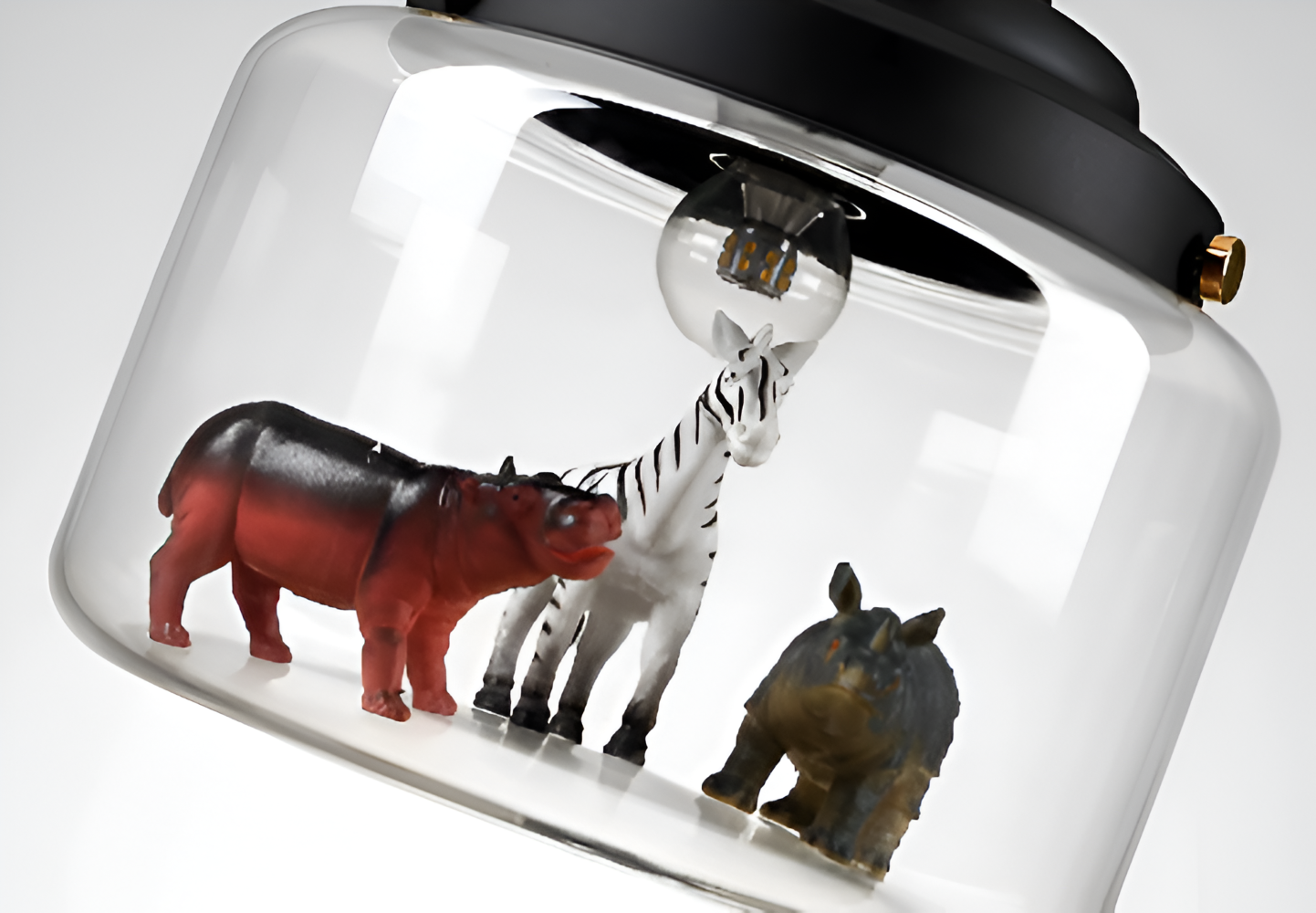 Lampe suspendue pour enfants en verre avec motifs d'animaux nordiques