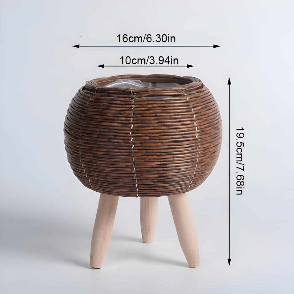 Pot en imitation rotin, panier décoratif pour fleurs