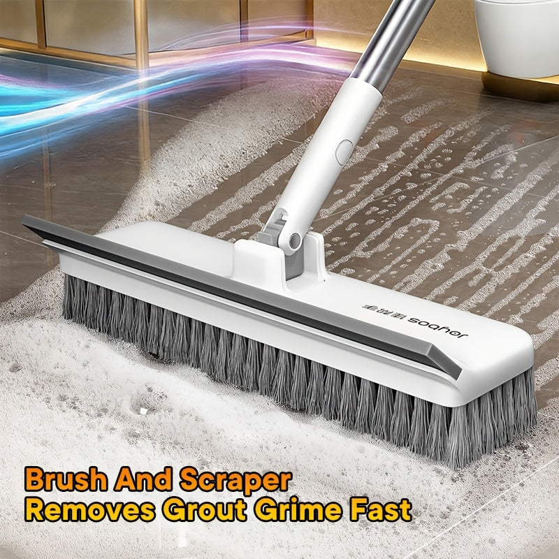 SCRUBFORCE - Brosse de sol rotative avec long manche et bord grattoir