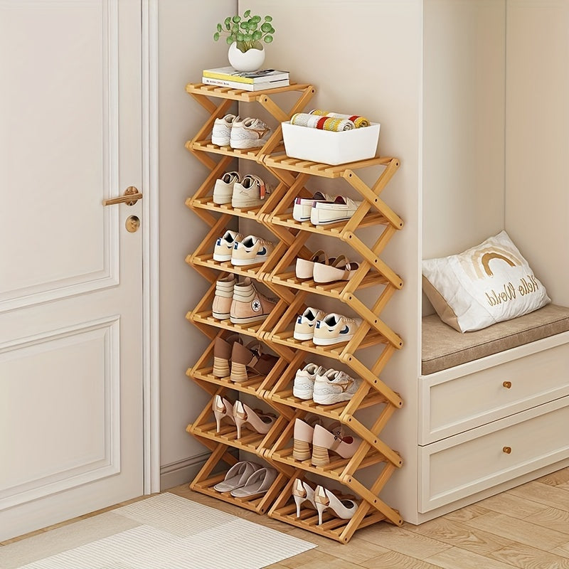 Étagère à Chaussures en Bambou Intelligent – Compacte et Pratique pour Chaque Entrée