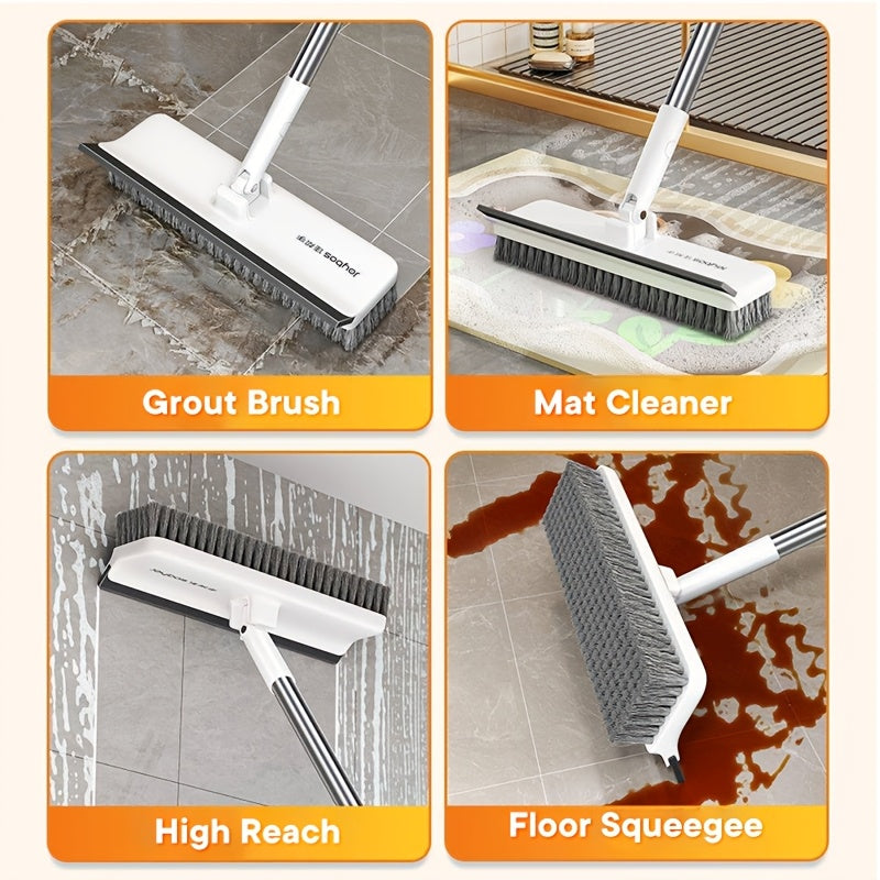SCRUBFORCE - Brosse de sol rotative avec long manche et bord grattoir