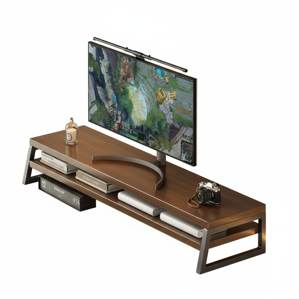 MODERNLIFT - Support de Moniteur en Bois Économiseur d'Espace avec Rangement, Cadre Métallique Durable