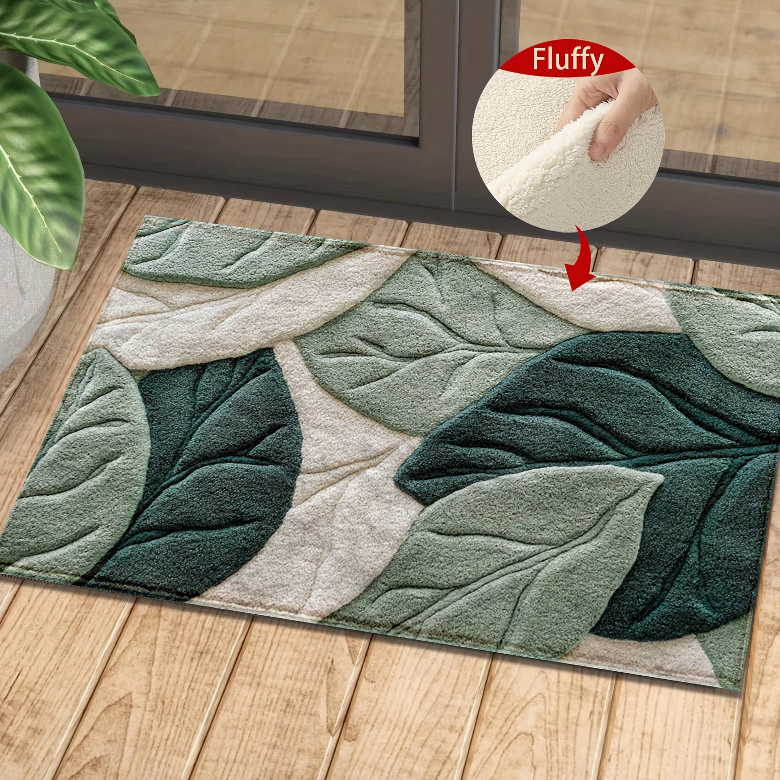 Tapis de Bain Feuilles – Absorbant, Doux et Confortable pour la Salle de Bain