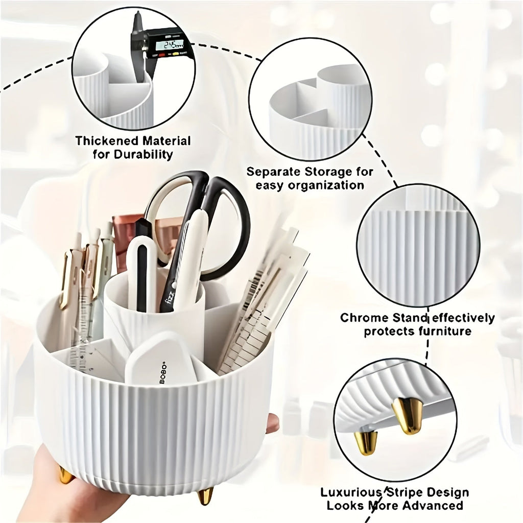 ELEGANZA - Rangement de maquillage rotatif en plastique 360° avec 5 sections