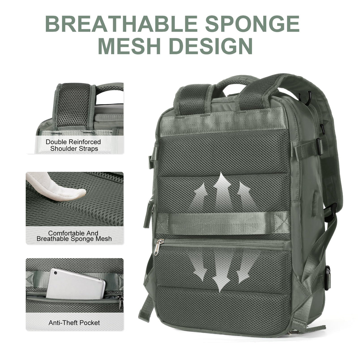 Grand sac à dos de voyage pour femmes – Sac à dos de randonnée imperméable | Protection contre le vol