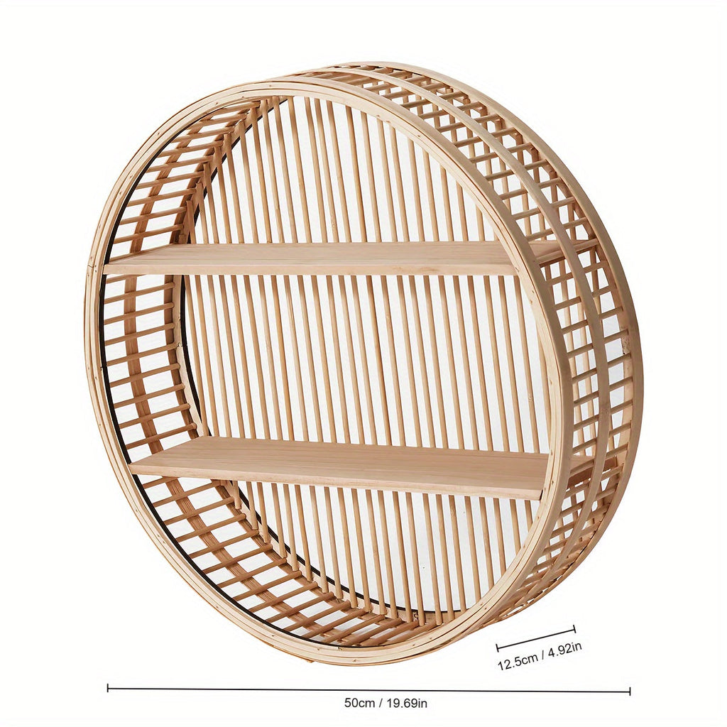 Étagère Murale en Bambou Fait Main - Design Rond Unique pour un Rangement Stylé
