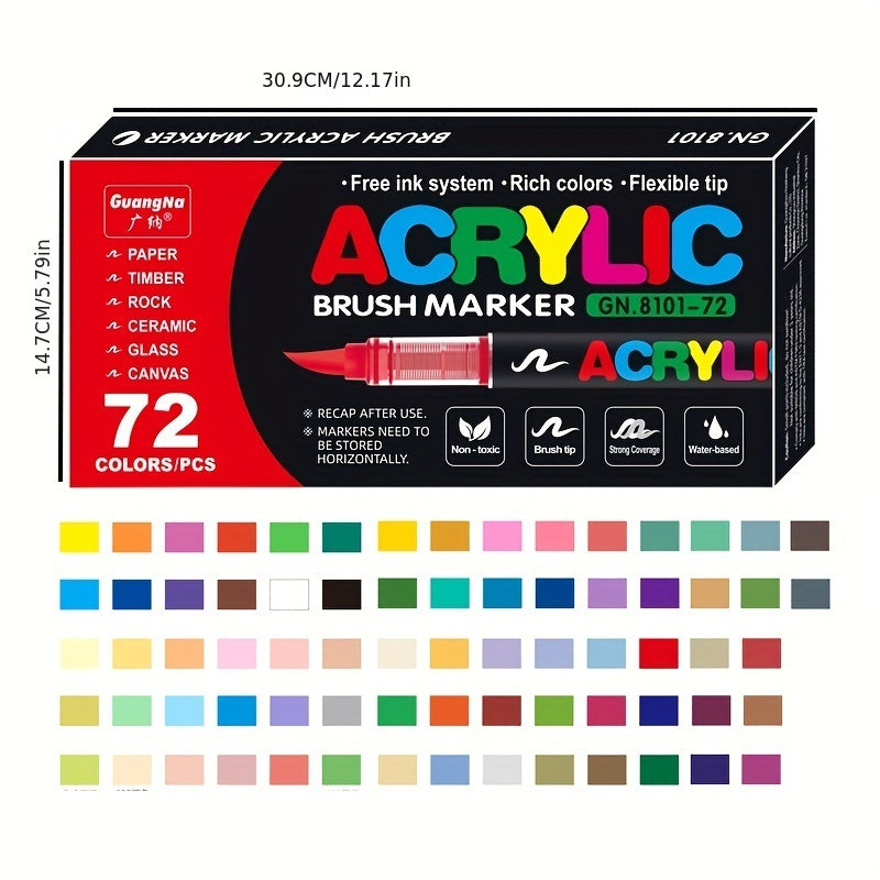 72 Marqueurs de Peinture Acrylique – Parfaits pour la Peinture Créative sur Divers Surfaces