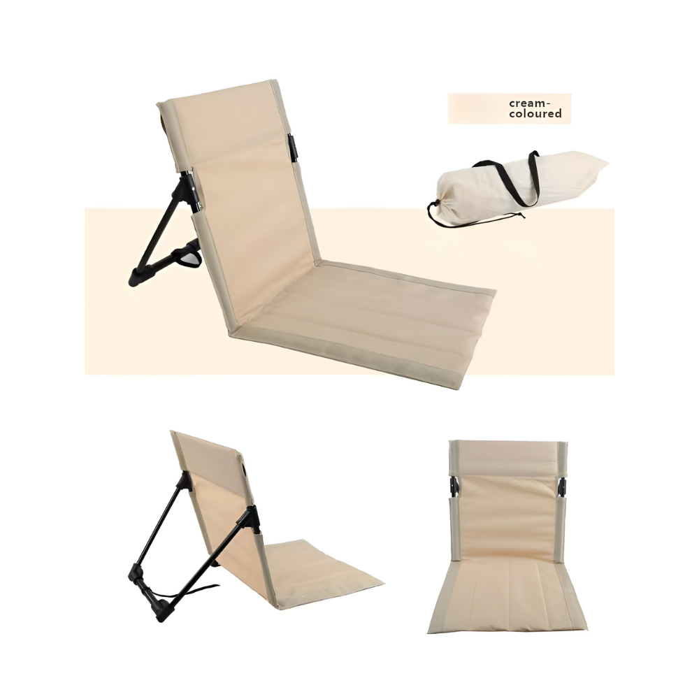 Chaise pliante en aluminium léger avec coussin noir