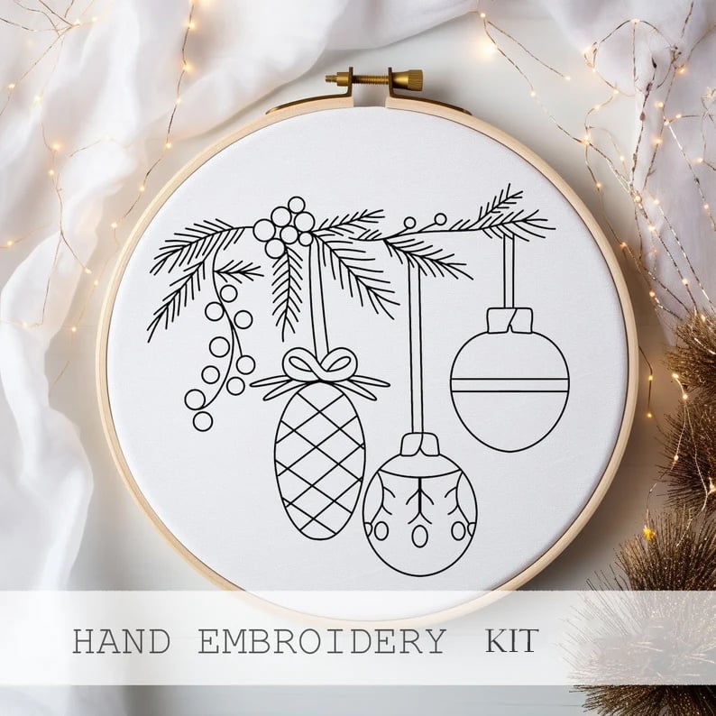 Ensemble de broderie de Noël DIY | Kit complet pour décoration faite maison | 20 cm