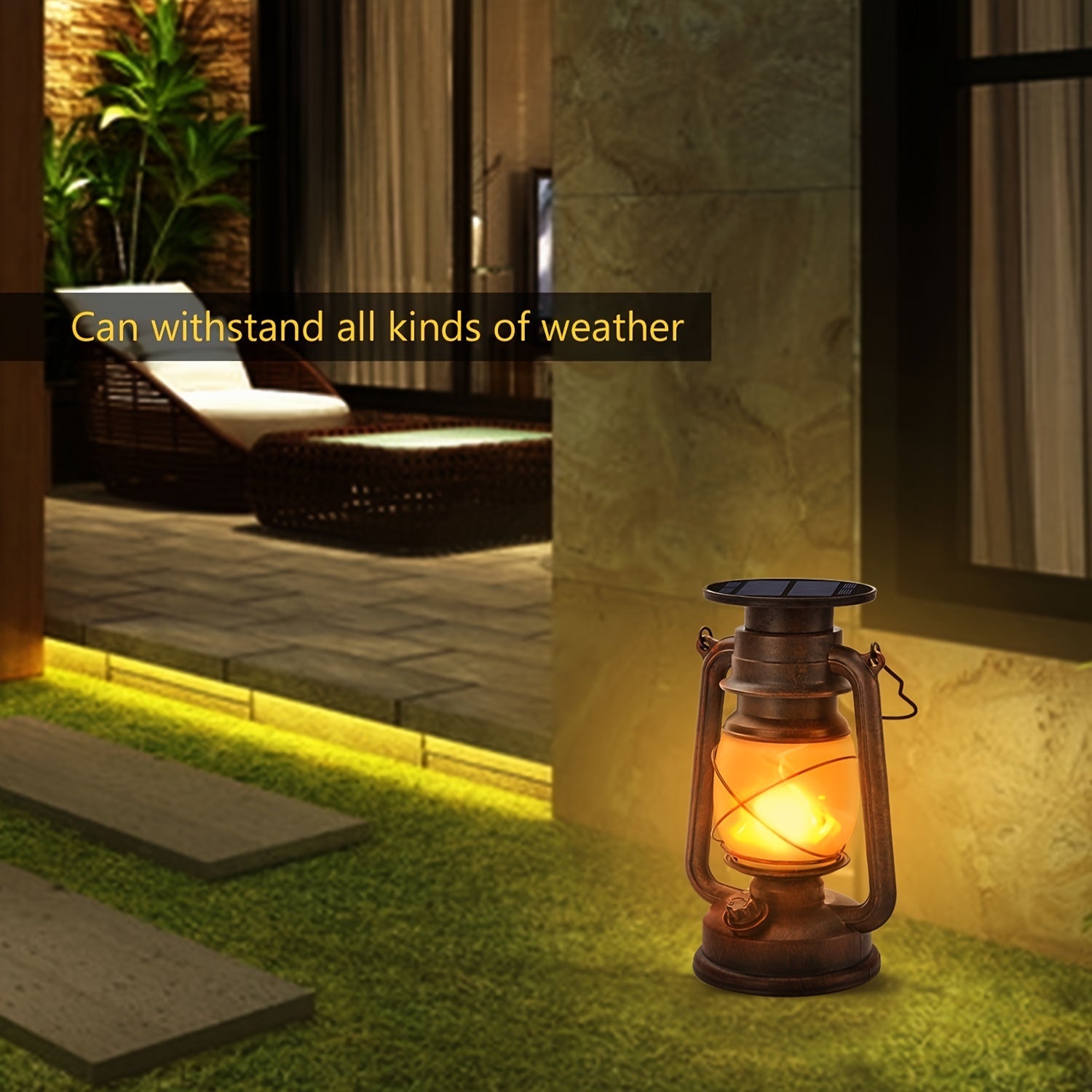 Ensemble de 2 Lanternes Solaires – Vintage Flammes Dansantes LED pour Jardin et Patio