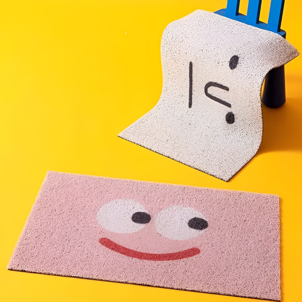 Tapis de porte en PVC antidérapant avec visage souriant
