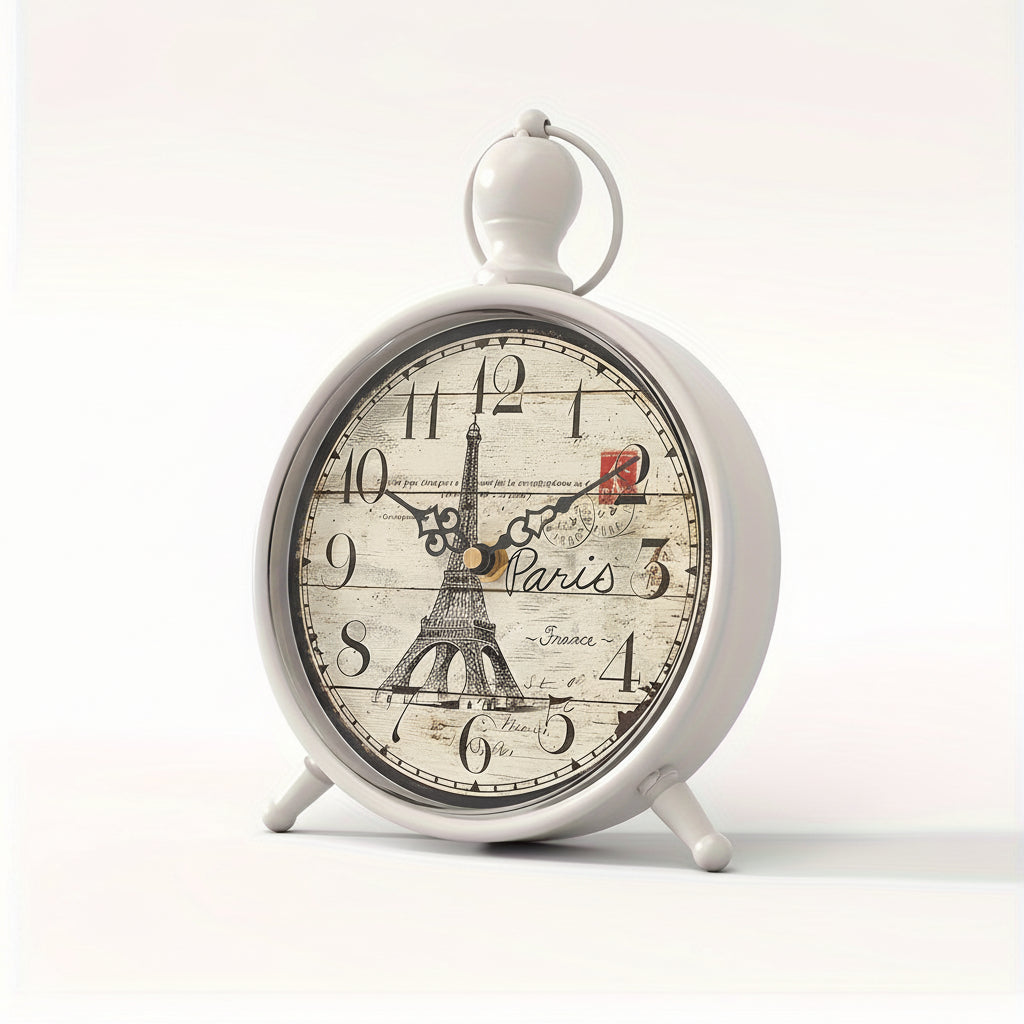 CHATEAUCHIME - Horloge de bureau élégante en forme de Tour Eiffel, silencieuse