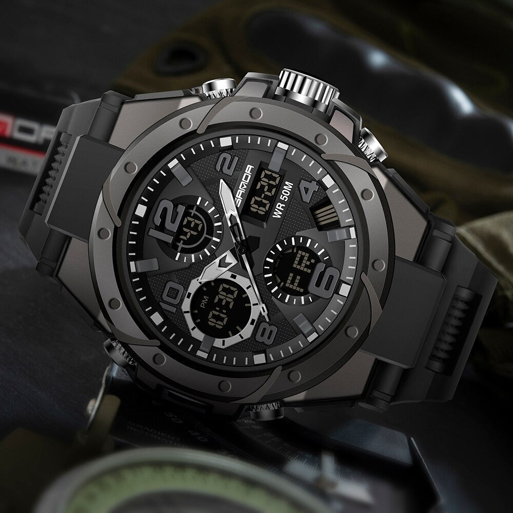 Skanto | TitanGuard Montre Militaire pour Homme – Montre Analogique & Digitale Robuste Multifonctionnelle