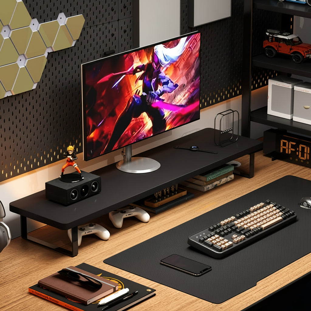 MODURA - Support de moniteur de bureau en acier carbone et organisateur