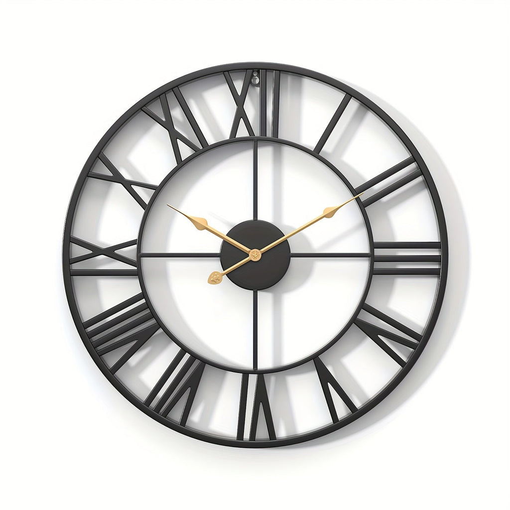 SERENETIME - Horloge Murale Ronde Vintage Silencieuse avec Cadre Métallique pour Chambre