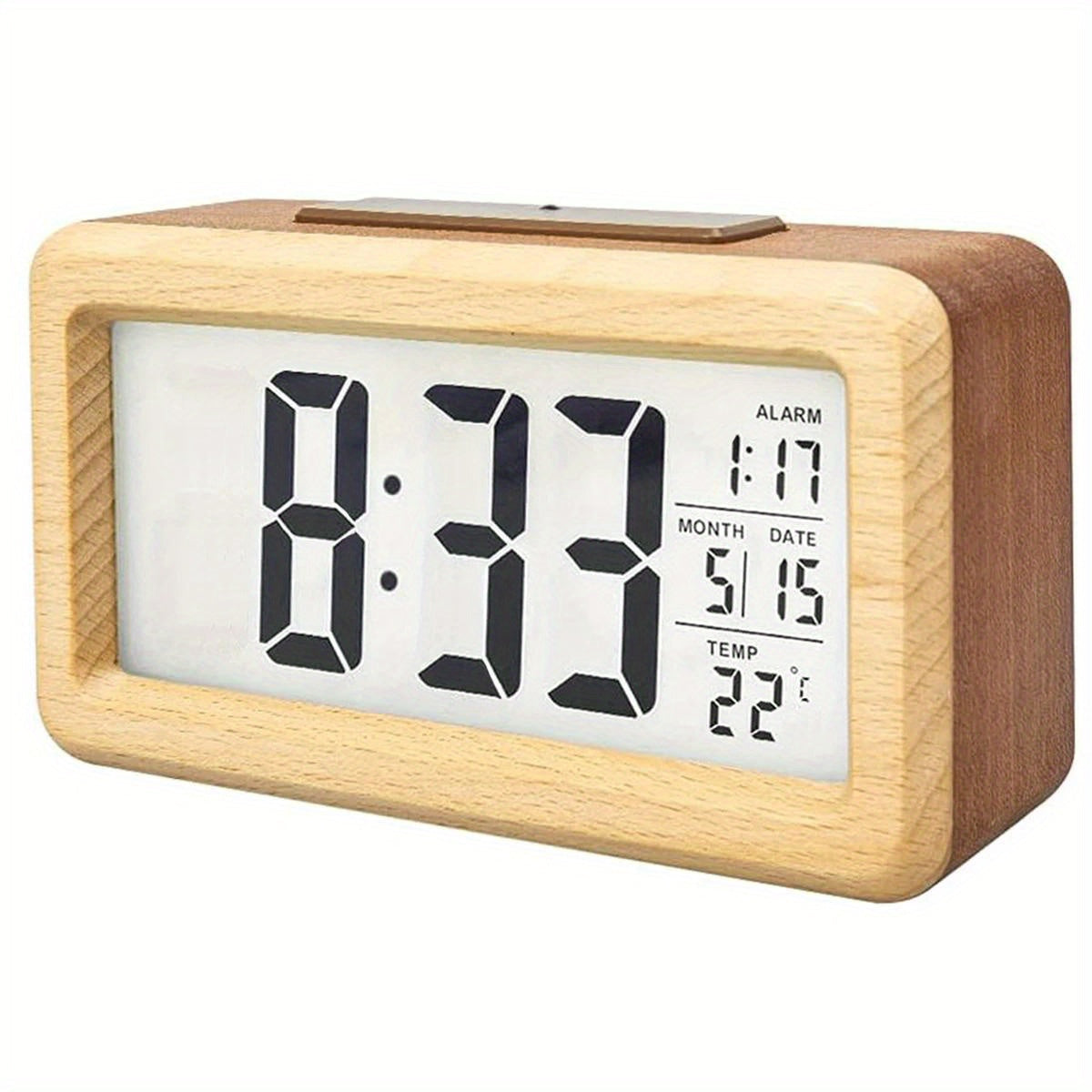 Réveil Numérique en Bois – Affichage LED avec Température et Date