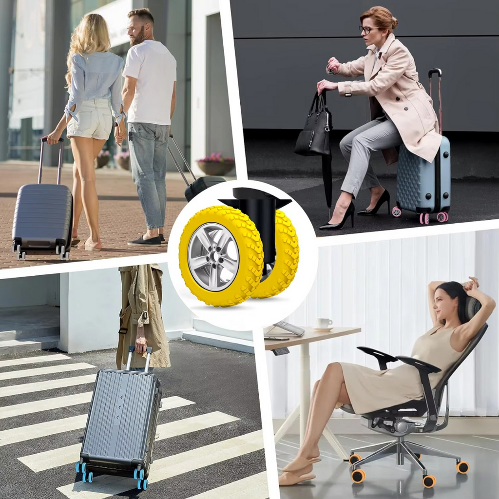RollGuard Pro™ | Housses de protection en silicone pour roues de valise réduisant le bruit