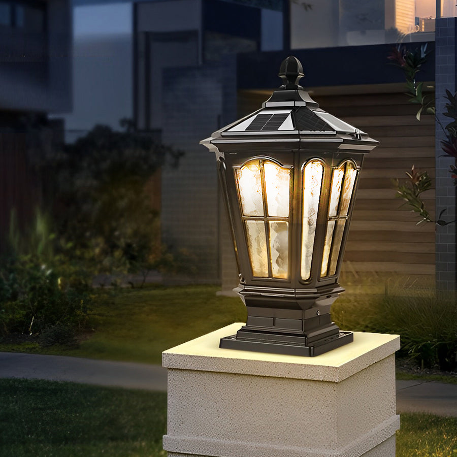 Lampe de jardin solaire sur socle en aluminium