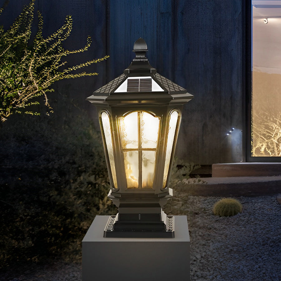 Lampe de jardin solaire sur socle en aluminium