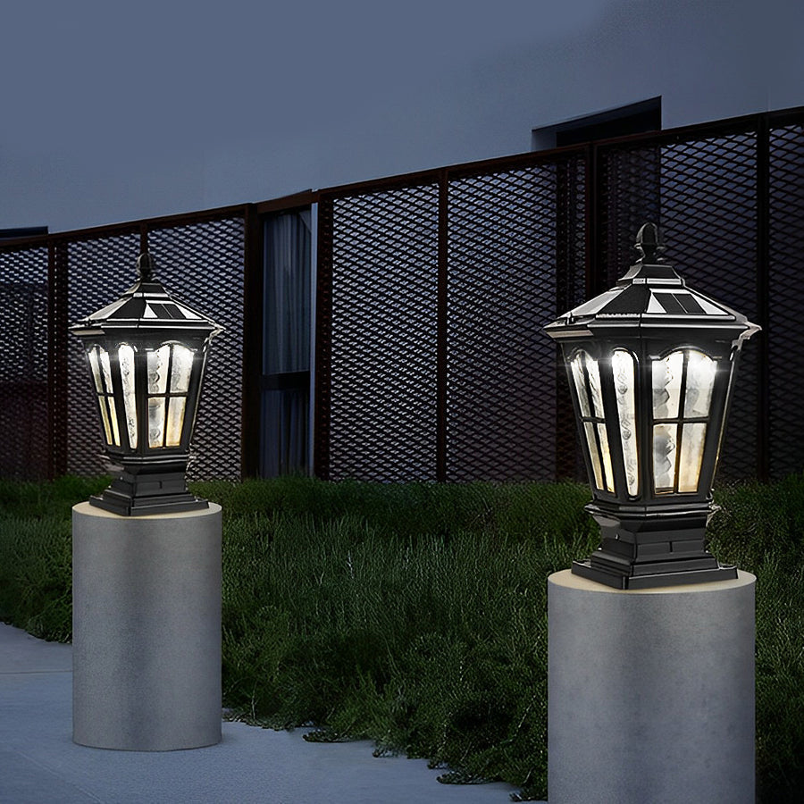 Lampe de jardin solaire sur socle en aluminium