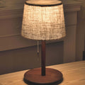 Lampe de Table en Noyer Nordique avec Abat-jour en Tissu