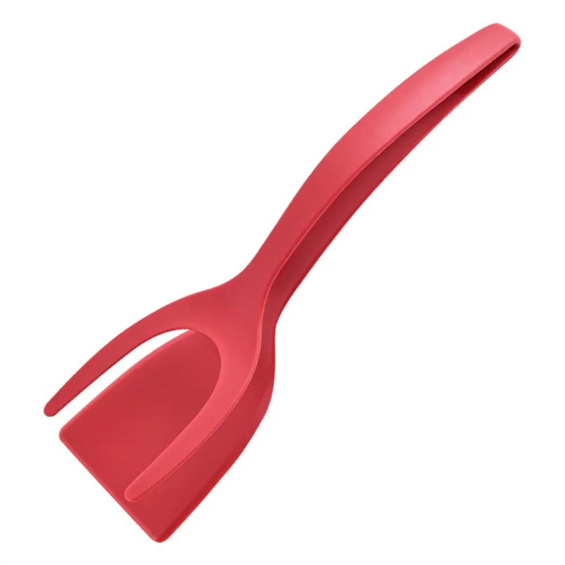 Spatule en silicone | Ustensile 2-en-1 pour retourner et saisir les poêles antiadhésives | Résistant à la chaleur, compatible lave-vaisselle | Noir/Rouge/Gris