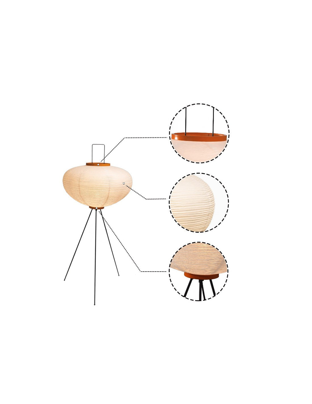 Lampe sur pied japonaise en sculpture de papier