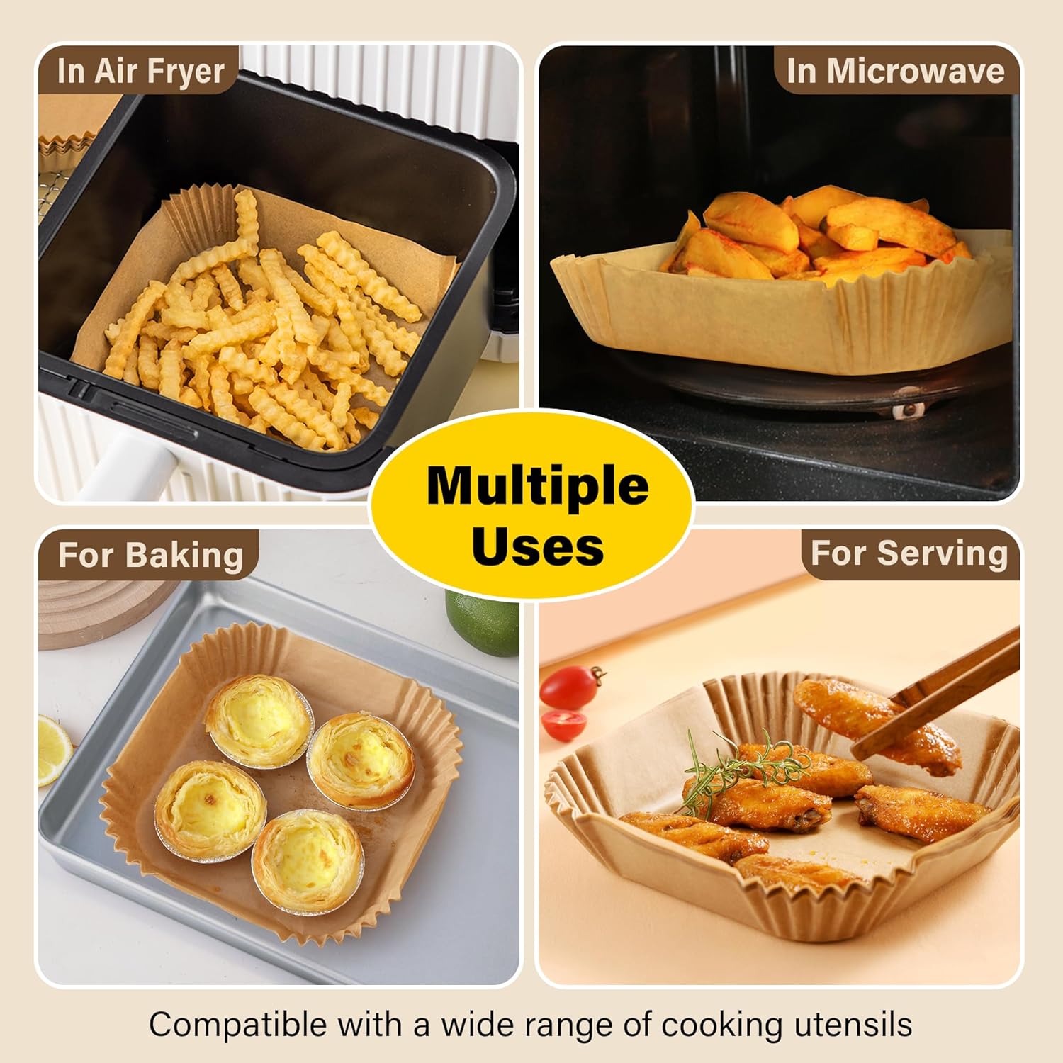 Feuilles jetables anti-adhésives pour friteuse à air - EasyCrisp
