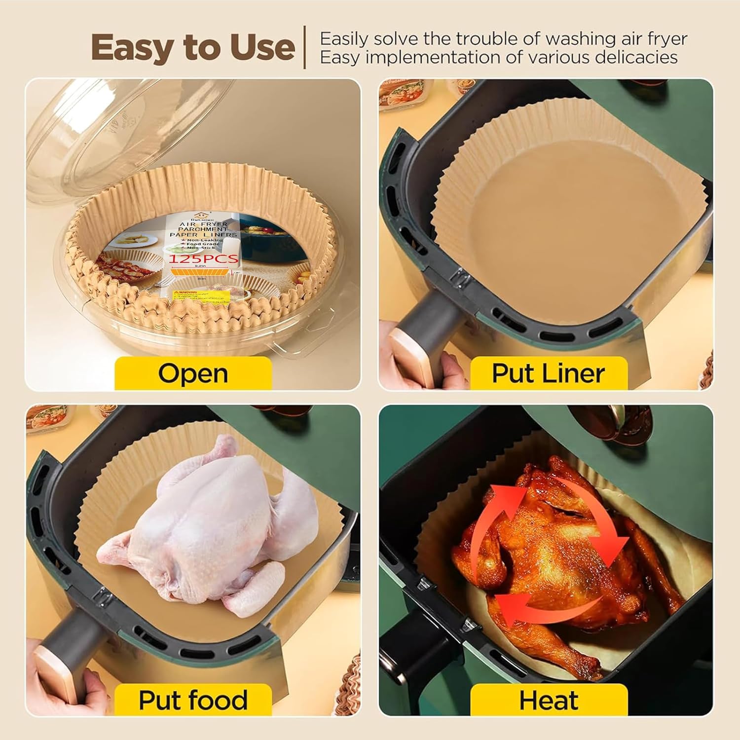 Feuilles jetables anti-adhésives pour friteuse à air - EasyCrisp