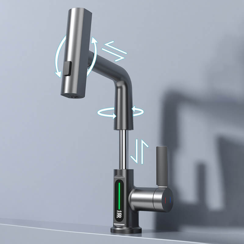 AquaPrestige Robinet Mélangeur - Robinet de Cuisine Flexible et Téléscopique avec Affichage