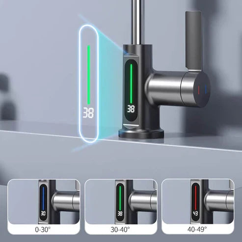 AquaPrestige Robinet Mélangeur - Robinet de Cuisine Flexible et Téléscopique avec Affichage