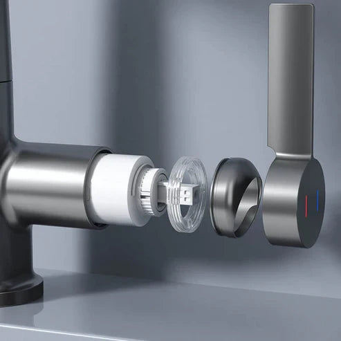 AquaPrestige Robinet Mélangeur - Robinet de Cuisine Flexible et Téléscopique avec Affichage