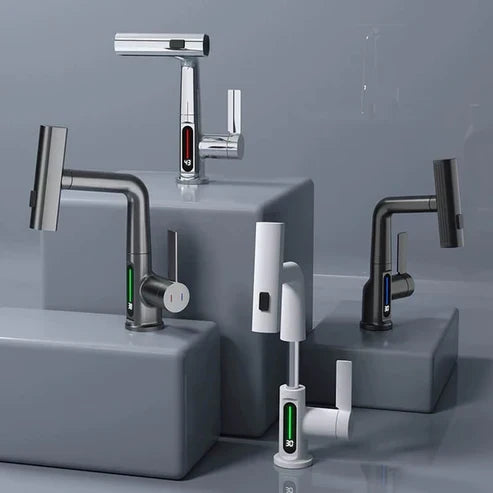 AquaPrestige Robinet Mélangeur - Robinet de Cuisine Flexible et Téléscopique avec Affichage