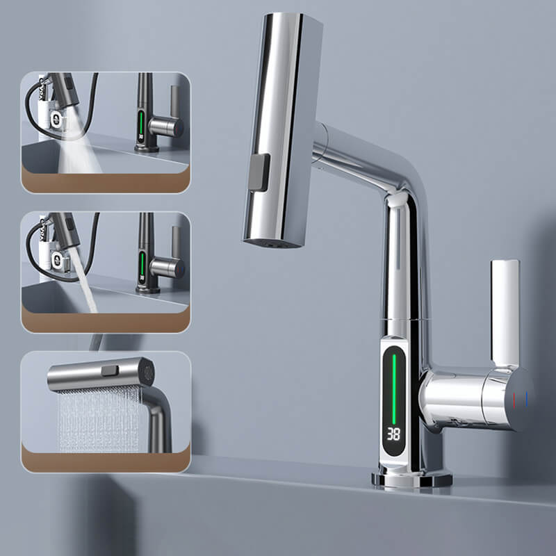 AquaPrestige Robinet Mélangeur - Robinet de Cuisine Flexible et Téléscopique avec Affichage