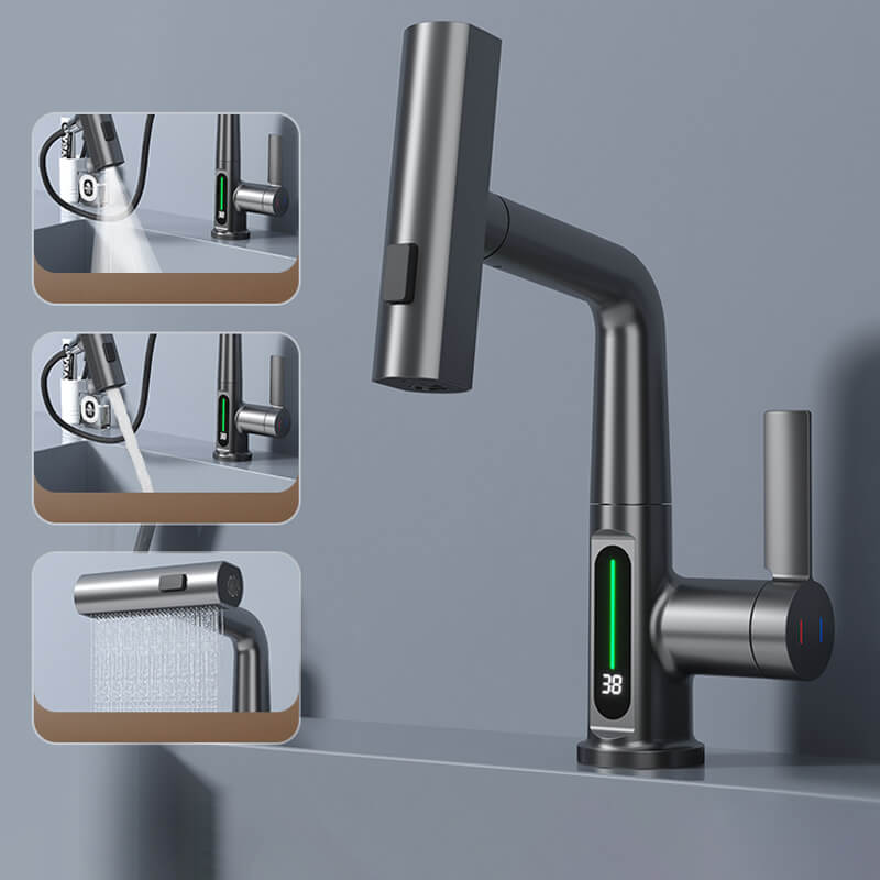 AquaPrestige Robinet Mélangeur - Robinet de Cuisine Flexible et Téléscopique avec Affichage