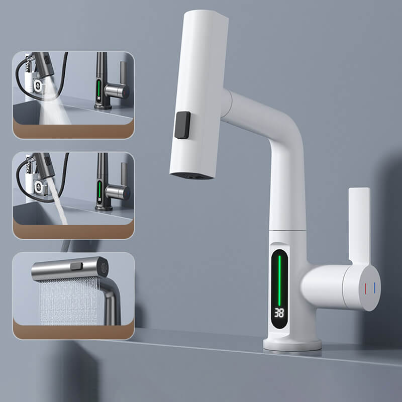 AquaPrestige Robinet Mélangeur - Robinet de Cuisine Flexible et Téléscopique avec Affichage