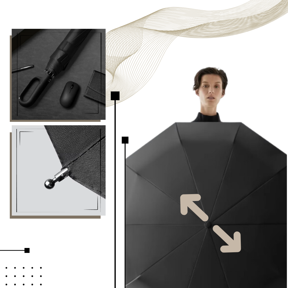 Parapluie Résistant au Vent avec Verrouillage Automatique