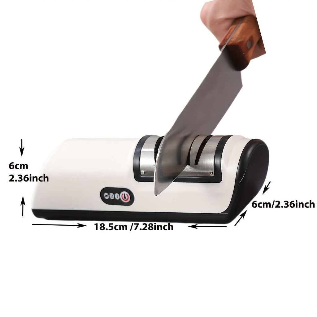 Skanto | Aiguiseur de couteaux électrique – Aiguiseur de couteaux multifonctionnel pour la maison, chargement USB entièrement automatique avec 2 réglages de vitesse pour une utilisation en cuisine