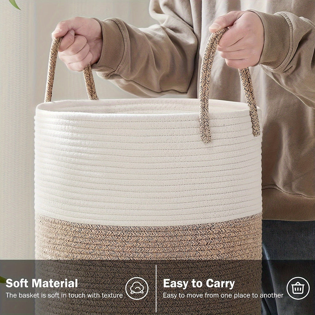 Panier à Linge Élégant Bicolore - Espace pour Plus, Pratique et Durable