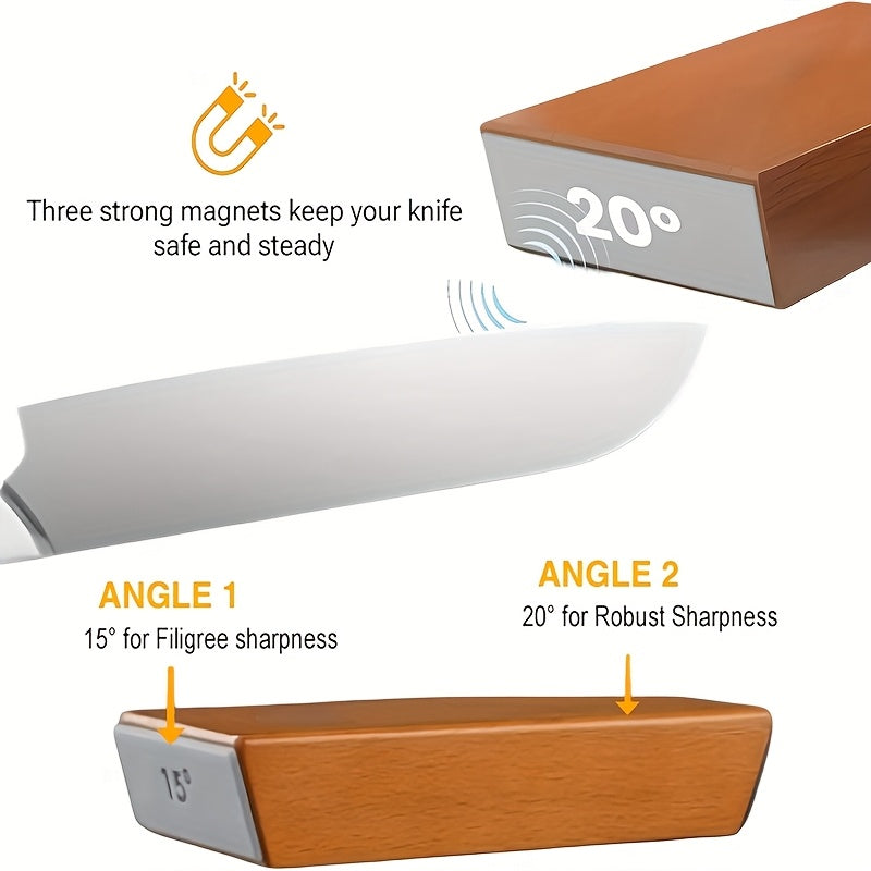 Set de pierre à aiguiser EdgeCraft DuoSharp | Pierre diamantée avec support magnétique | Angles d'affûtage de 15° et 20° | Bois et métal