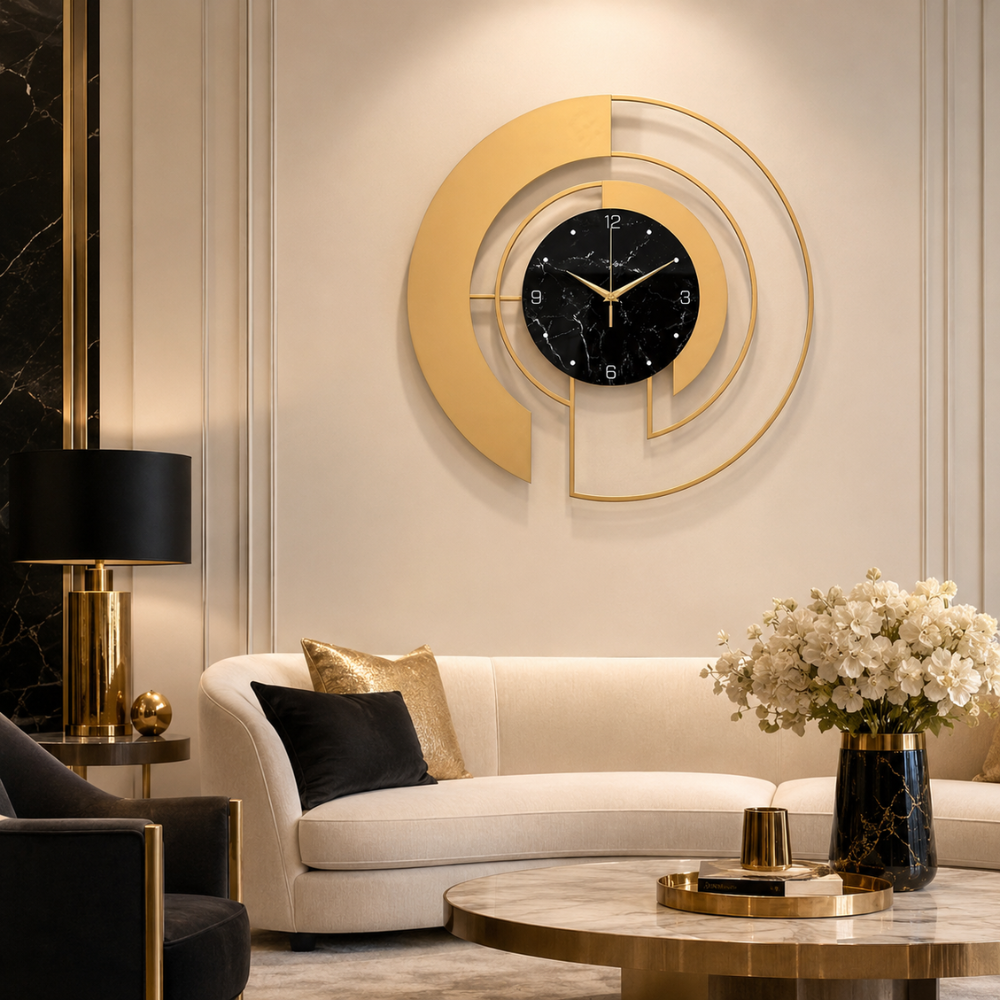 Horloge murale moderne en métal design en verre mouvement silencieux