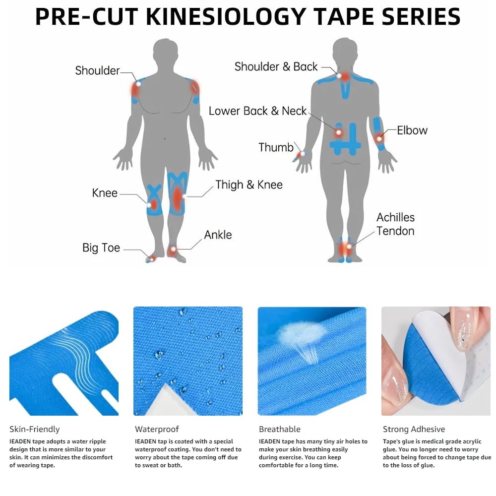 FlexiKnee – Bandes de Kinesio pré-découpées pour des mouvements sans douleur