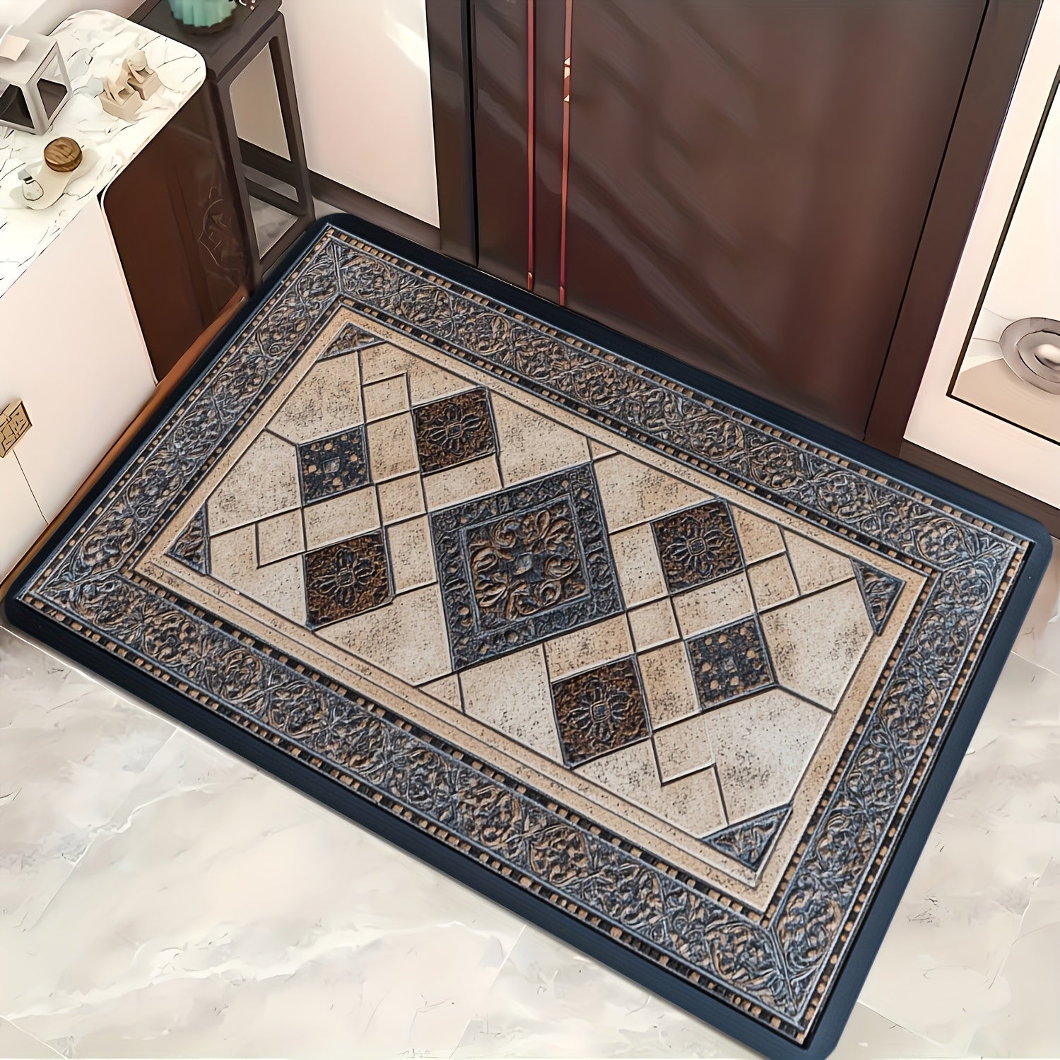 STYLEHAVEN - Tapis d'entrée géométrique lavable en machine