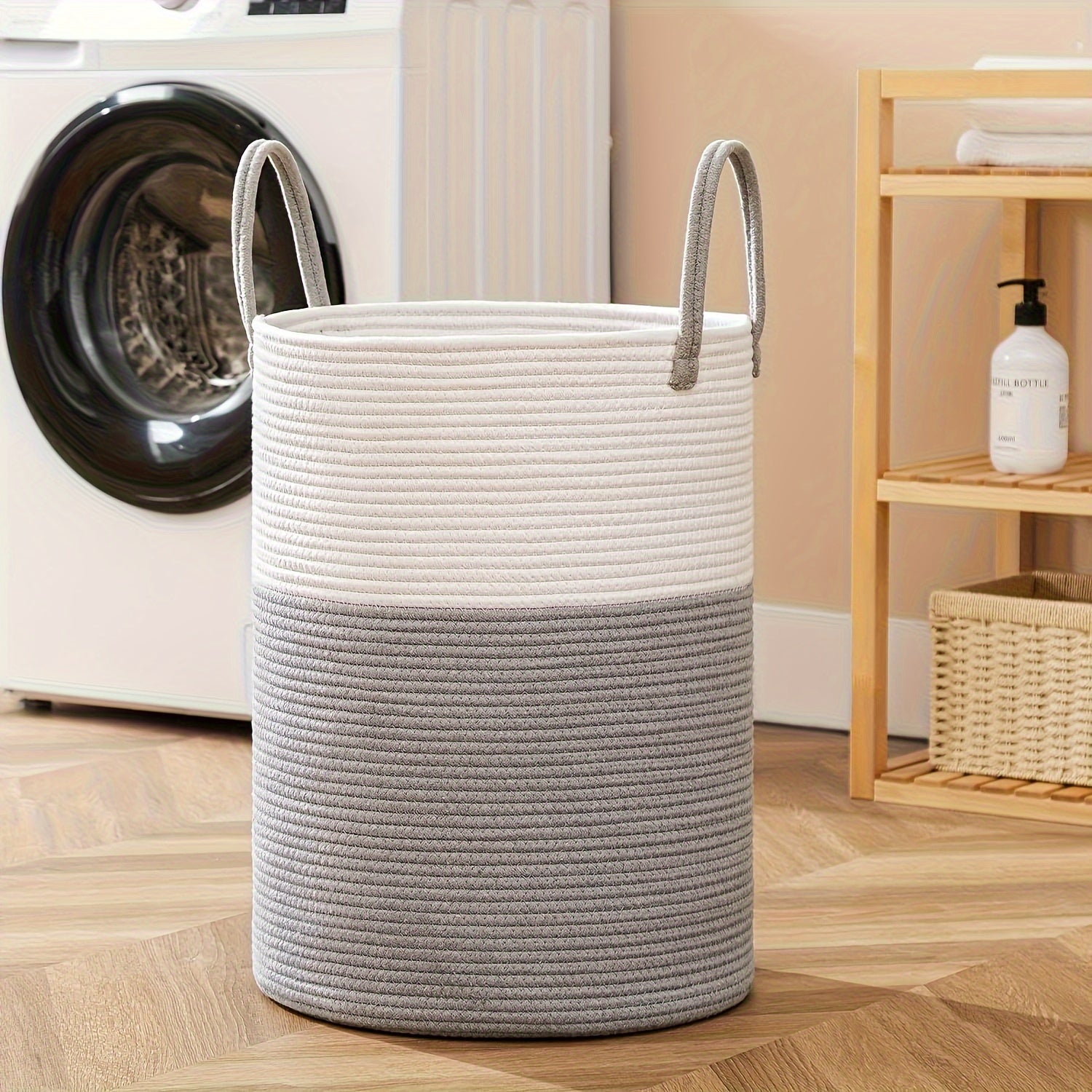 Panier à Linge Élégant Bicolore - Espace pour Plus, Pratique et Durable